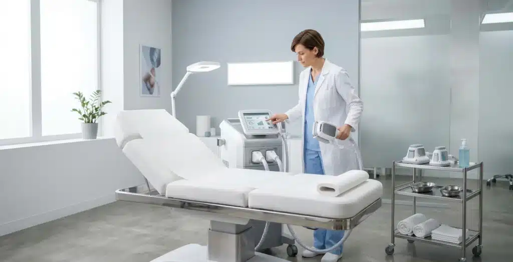 consultation dans un centre médical avant une séance de cryolipolyse